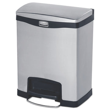 Rubbermaid® Commercial Slim Jim Stainless Steel Step-on Container, Front Step Style, 8 Gal, Black freeshipping - TVN Wholesale